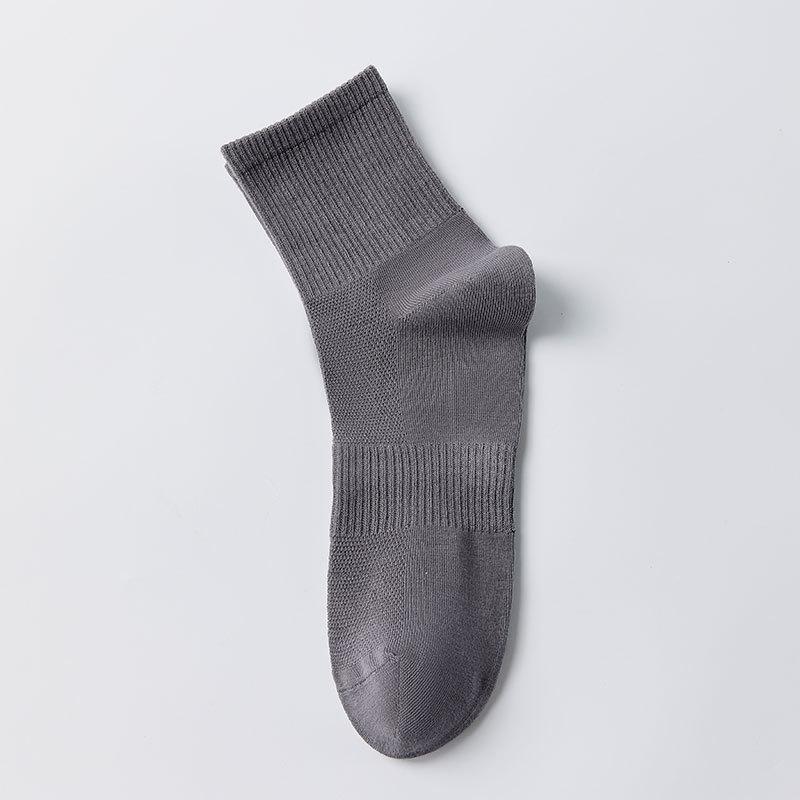 Men's Spring and Summer Thin Business All-season Mid-top Mesh Cotton Socks, Pure Cotton Breathable Men's Business Solid Color Spring and Autumn Style