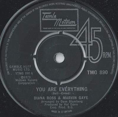 7-дюймовая пластинка DIANA ROSS & MARVIN GAYE - You Are Everything TMG890 Tamla Motown 1974 UK Соул/Фанк Б/У