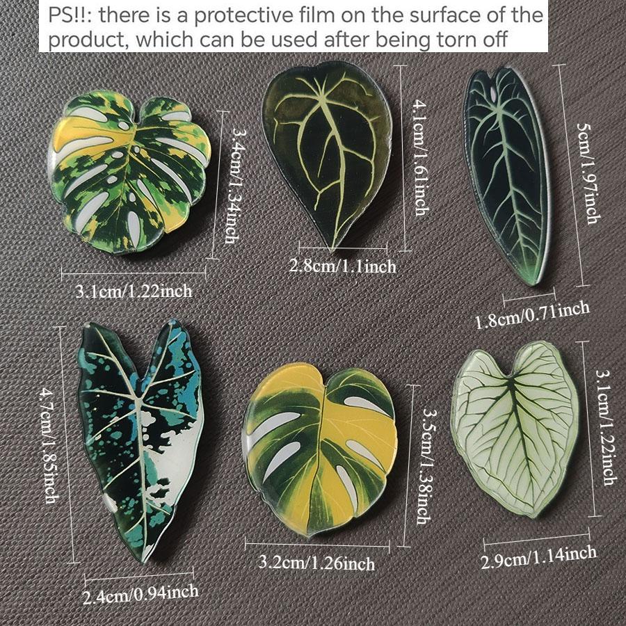 6pcs Cute Begonia Monstera Refrigerator Magnets, Kawaii Tropical Plants Refrigerator Magnets, Whiteboard Stickers