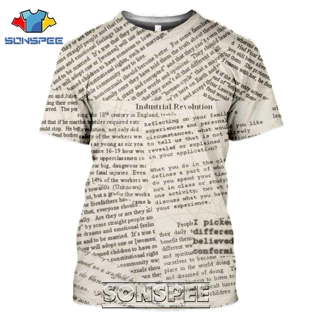 Футболки со старой газетой, мужские и женские повседневные модные футболки в стиле хип-хоп с 3D принтом, уличная одежда с короткими рукавами, винтажные топы, рубашки