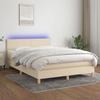 Maison Exclusive - Sommier À Lattes De Lit Avec Matelas LED Crème 140x200 Cm Tissu