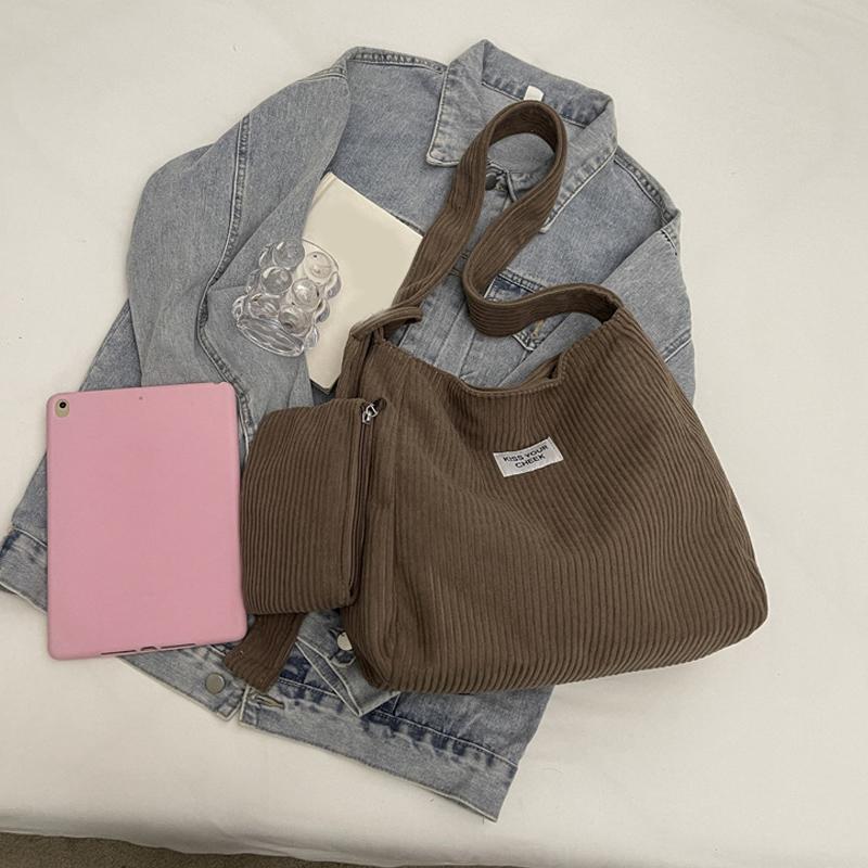Модная универсальная сумка через плечо для колледжа, вельветовая квадратная сумка для женщин, большая вместимость, для отдыха, портативная сумка через плечо