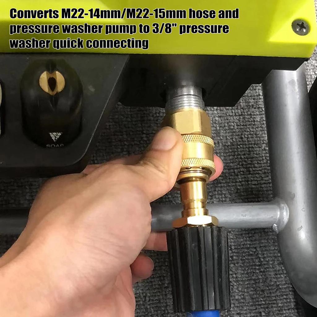 Pressure Washer Quick Connect Kit, 4 PCS M22 14mm To 3 8 Inch Hose Quick Connect Fitting Coupler, Brass Pressure Washer