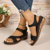Fashion Leather Fashion Sandals Elegant Round Headed Buckle Sandals for Women Lightweight Wedge Heel Platform Sandals Sandalias De Mujer