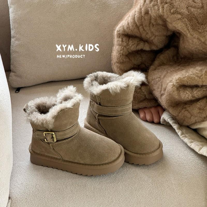 Kids Winter Snow Boots Boys Girls Warm Faux Suede Mid-Calf Waterproof Cotton-Insulated