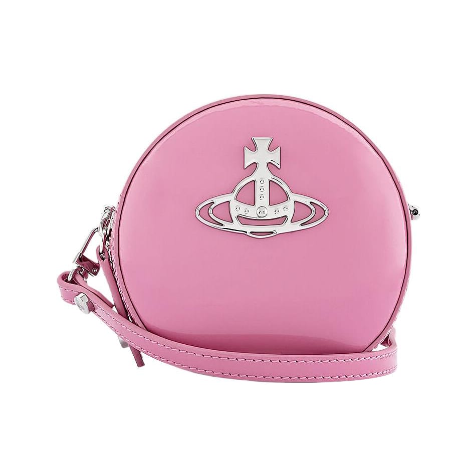 Vivienne Westwood Vivienne Westwood Bright Patent Leather Cow Leather Round Bag, Shoulder Bag, Crossbody Bag Mini 43030101L001OG406