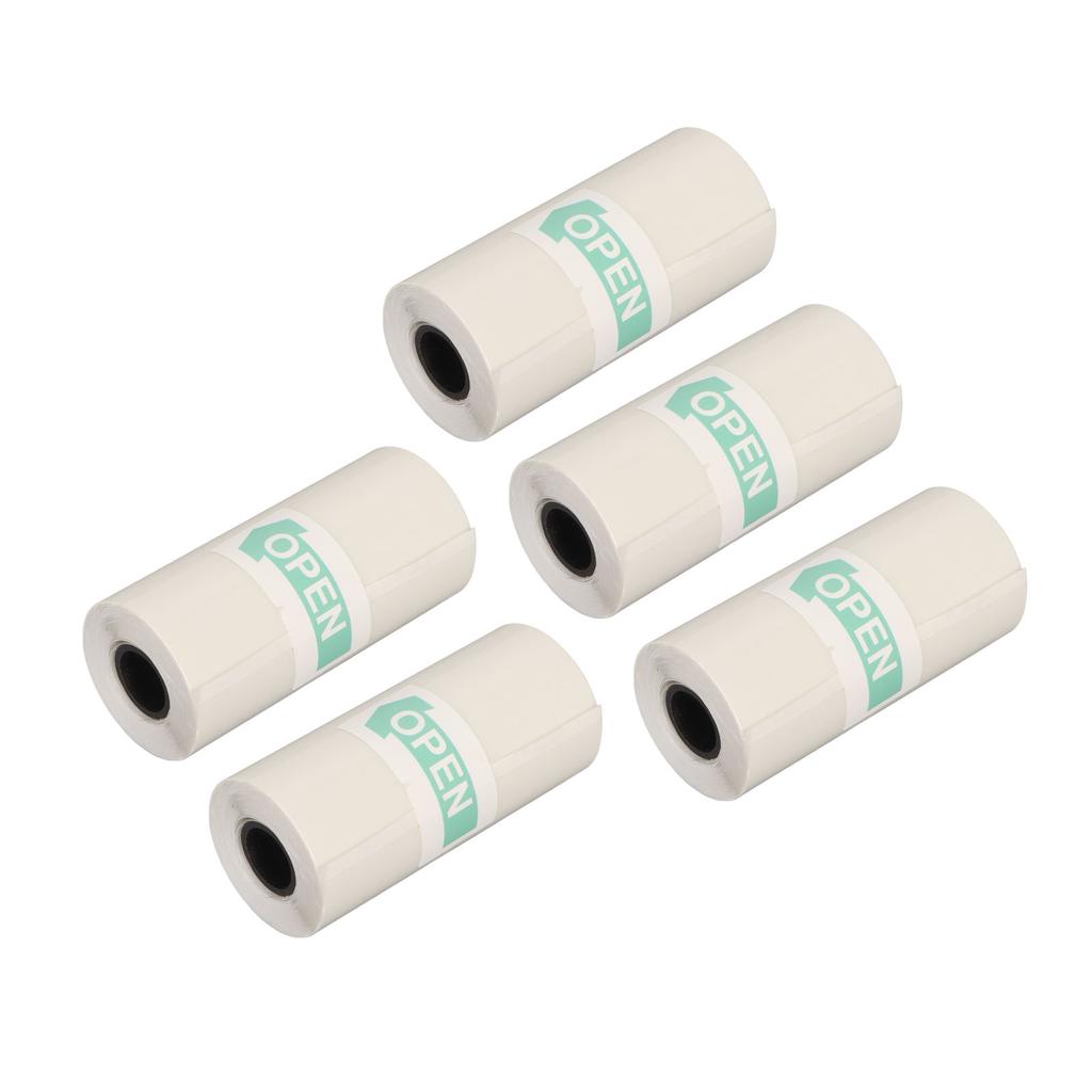 5 Rolls Adhesive Thermal Paper 2.2in Long 1in Wide Printing Transparent Thermal Sticker Paper for Photo Document Webpage