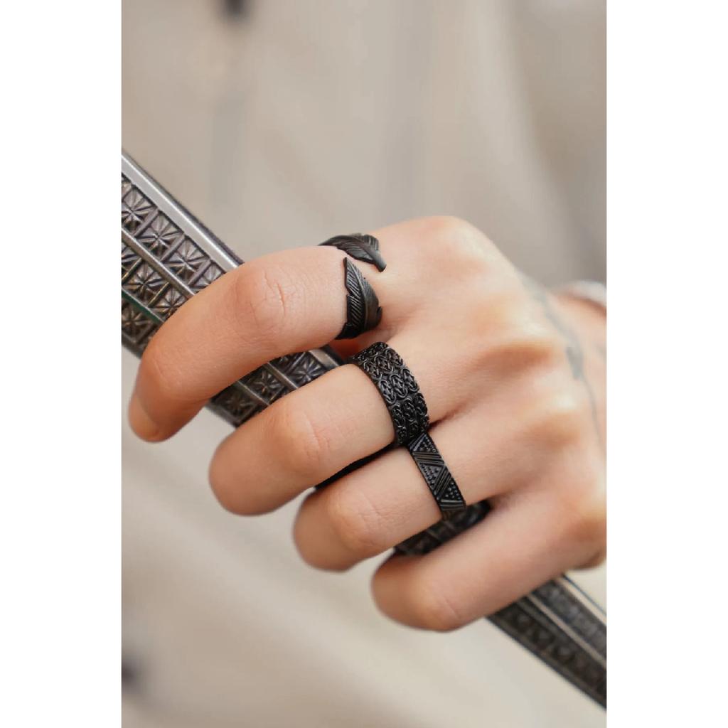 Набор регулируемых мужских колец с черным покрытием