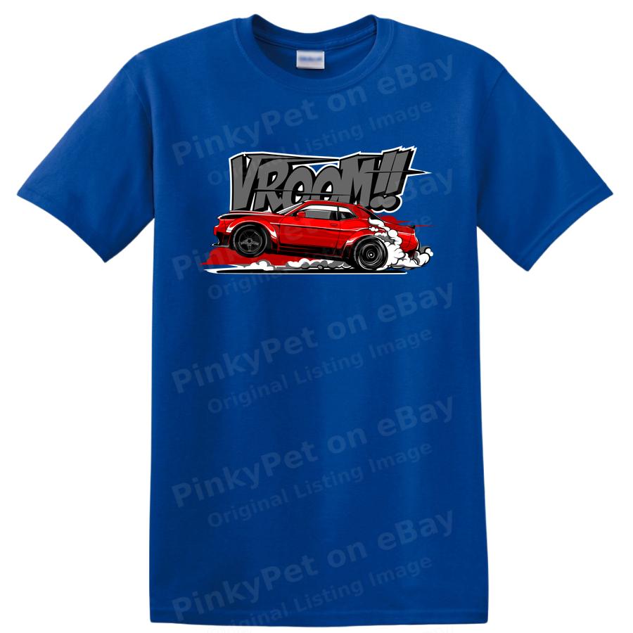 Vroom Car Graphic T Shirt Cool Racing Drifting Auto Lover Tee Stylish Design