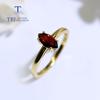 Natural Simple Gemstone Ring Mq 4*8mm Garnet Sky Topaz Amethyst Green Agate 18k Gold Over 925 Sterling Silver Fine Jewelry