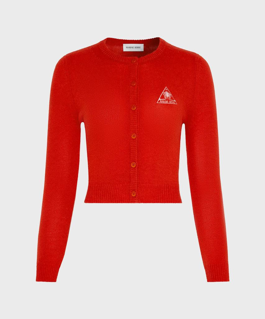 Marine Serre (W) Clean Wool Knit Fitted Cardigan Red Clean Wool Knit Fitted Cardigan Rd10 Red