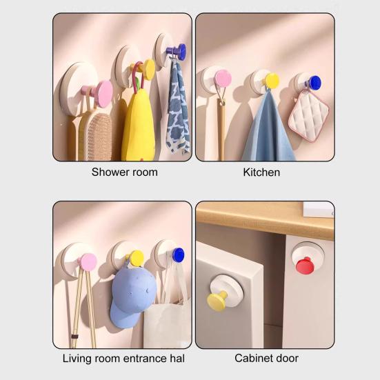 5 шт. Пластиковые крючки на присосках Без сверления Сильная присоска Съемные Многоразовые Настенные вешалки для ванной комнаты, кухни, спальни, Аксессуары для хранения