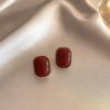 Temperament Geometric Red Enamel Drop Earrings For Women Retro Square Imitation Pearl Flower Heart Round Earrings Luxury Jewelry