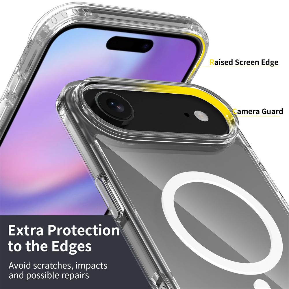 For iPhone 17 Air Magnetic Case 2.0mm Scratch Resistant TPU+PC Clear Phone Cover