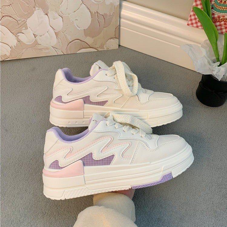 Весенние новые туфли-кеды с толстой подошвой, подходящие по цвету, на шнуровке, с большой головкой, для женщин, для студентов, повседневные спортивные туфли для скейтбординга, женский стиль