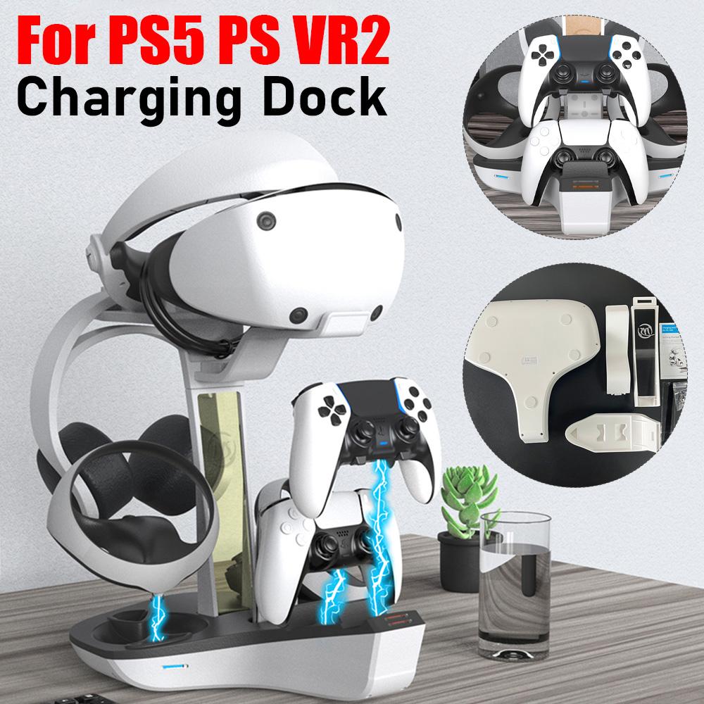 Controller Charger for PS5 for PS VR2 Professional Gamepad Charging Stand LED Indicator Light Storage Helmet Earphones Bracket