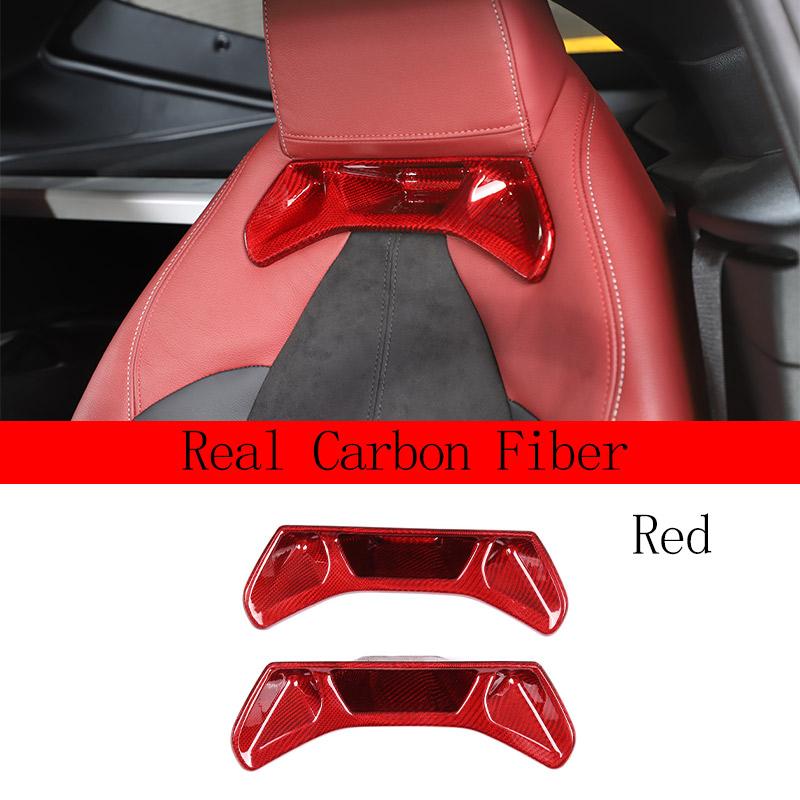 Carbon Fiber/Red Style Car Front Seat Back Trim Cover Sticker For Toyota GR Supra A90 2019-2025 Car Interior Accessories