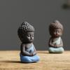 Chinese Style Buddha Statue Cute Sitting Statues Garden Accessories Mini Monk Figurines Tea Play