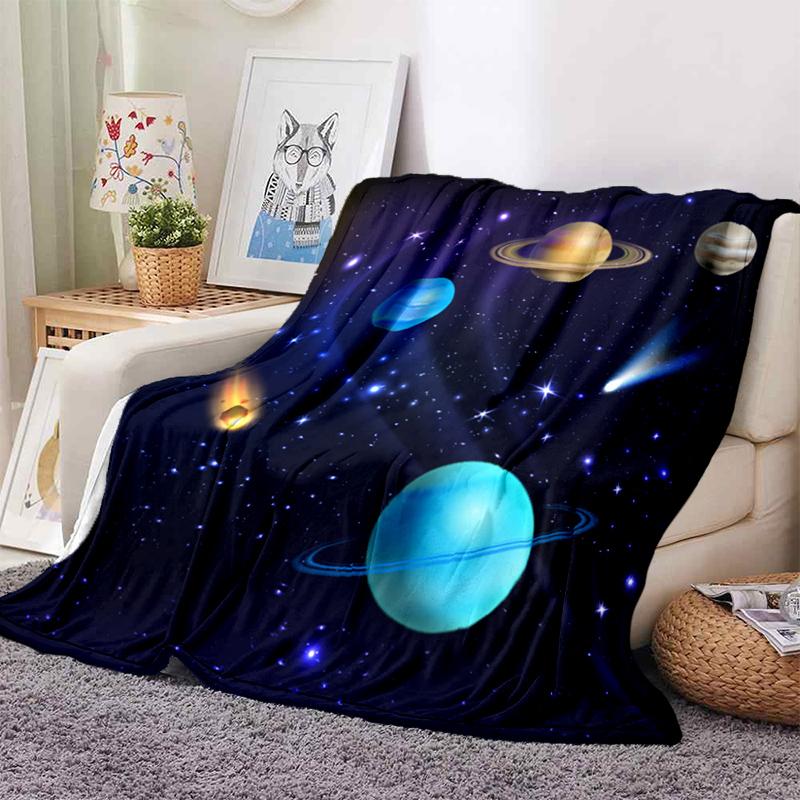 Одеяло для комнаты Galaxy Stars, ультралегкое мягкое плюшевое фланелевое одеяло для дивана-кровати, лучшие офисные подарки