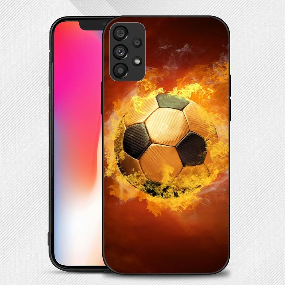 Fire Football Soccer Ball Phone Case For Samsung Galaxy S22 S23 Ultra S21 S20 FE Plus Note 20 Soft Cover