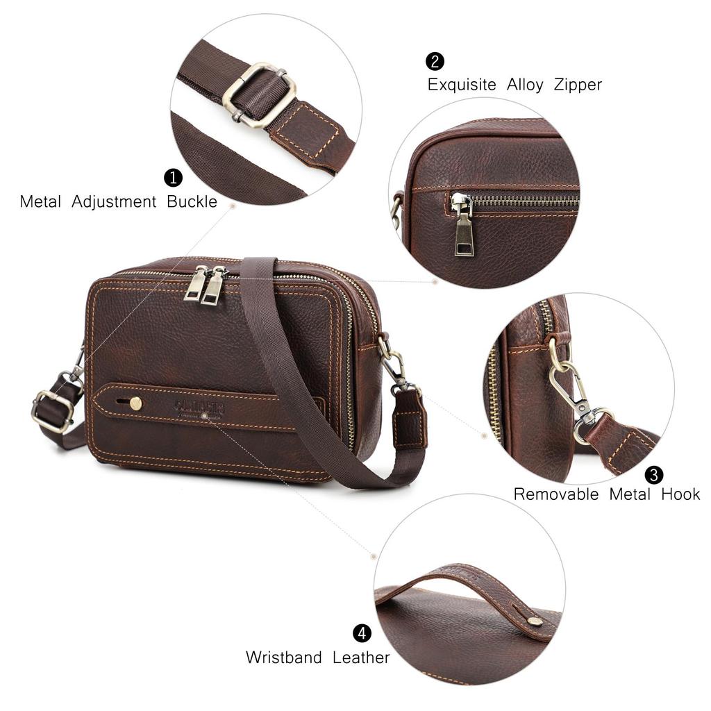 Genuine Leather Men Mini Shoulder Bags Casual Crossbody Bags Clutch Small Handbag Vintage Male Messenger Bag