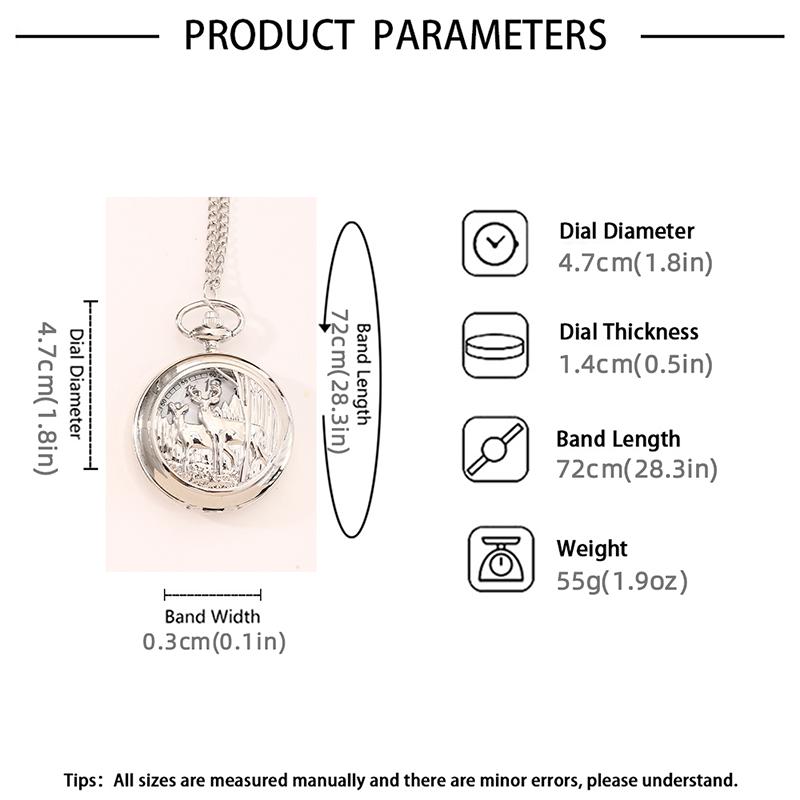 Retro Fashion Men's Silvery Pocket Watches Classics Men Necklace Pendant Quartz Pocket Watch Men Gifts