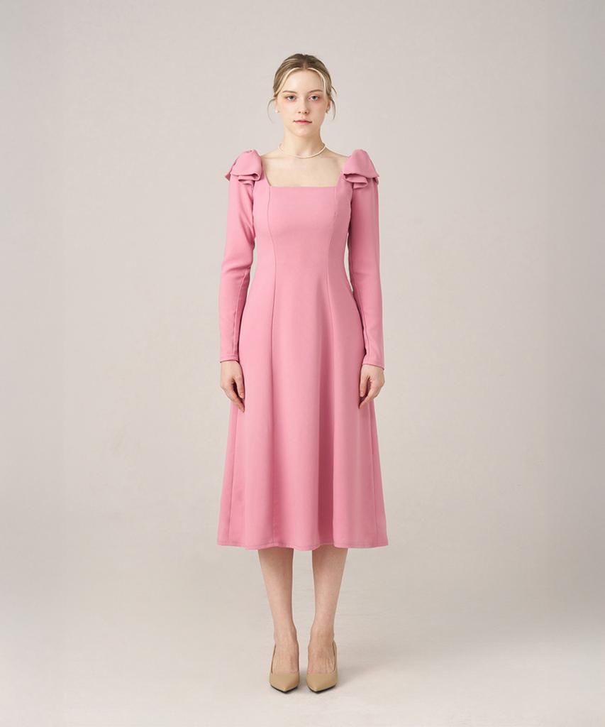Scus Square Audrey Ribbon Dress_Rose Pink