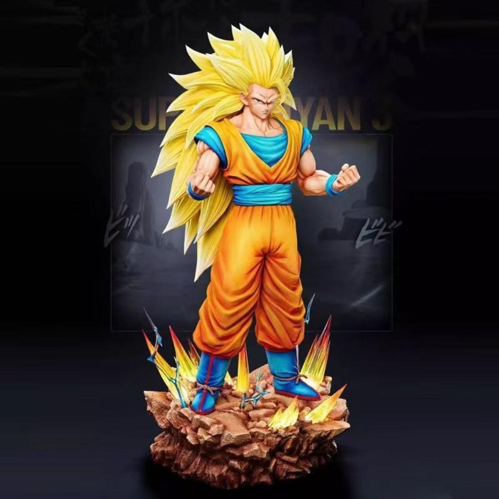 ZWandJT Studio Dragon BallZ Супер Сайян 3 Форма Гоку SSj3 Броли 13,77 дюйма / 35 см Может светиться движение ПВХ Обе руки Фигурка Игрушки Подарок