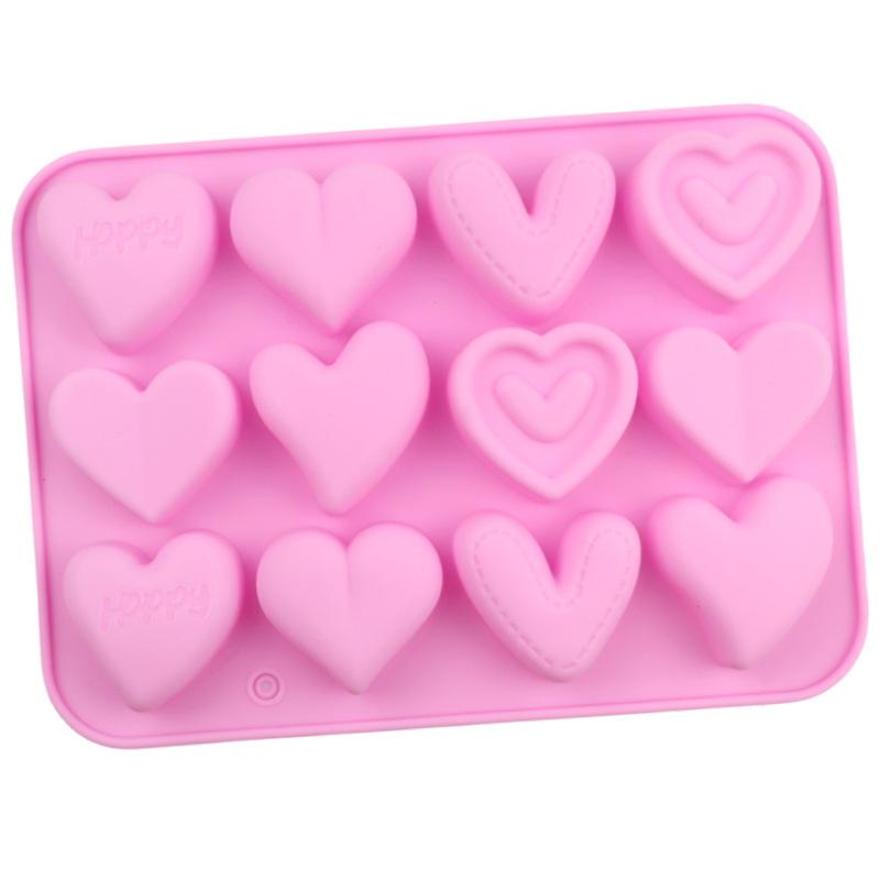 Heart Chocolate Silicone Mold For Valentine's Day Love Candy Jelly Ice Cube Tray Wax Melts Cake Decoration Cupcake Topper Tools