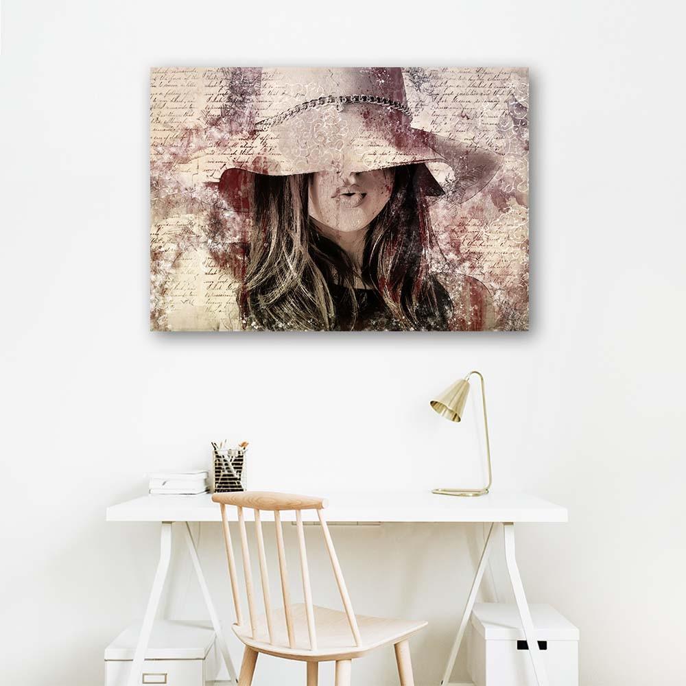 Canvas print, Woman in boho hat