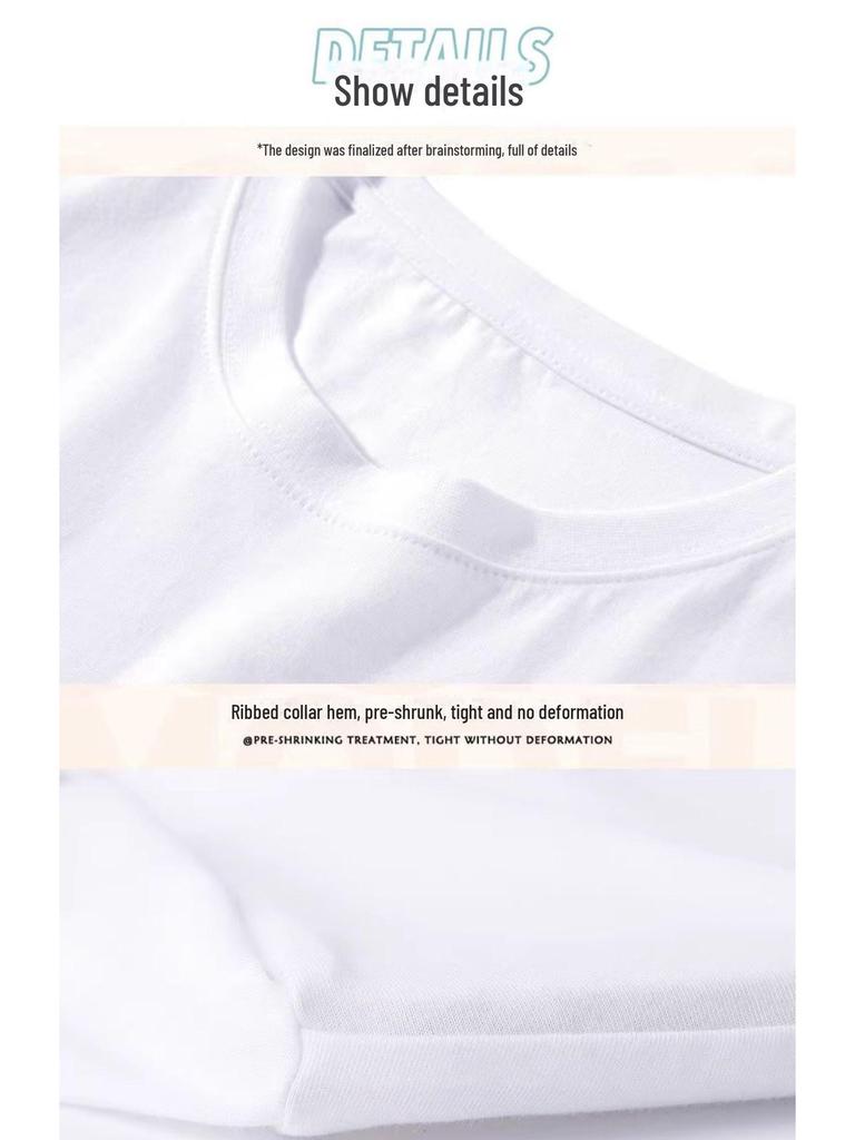 Футболка свободного покроя унисекс из чистого хлопка с короткими рукавами, лето 2025 г. - модная одежда для пар