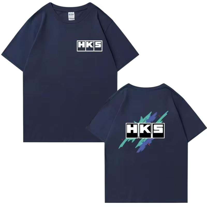 ZX 2026 new Summer Improved HKS Endless Car Graphic Short Sleeve men Tshirts unisex Tee Shirt Double Sided Top