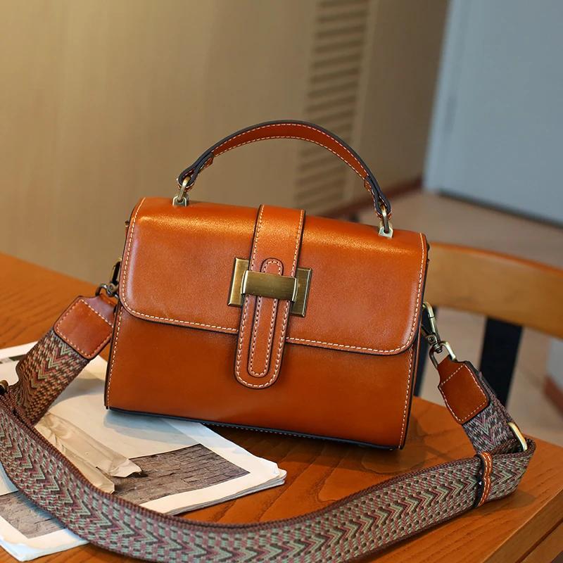 Genuine Leather Bag for Women Small Square Retro Crossbody Shoulder Bags Luxury