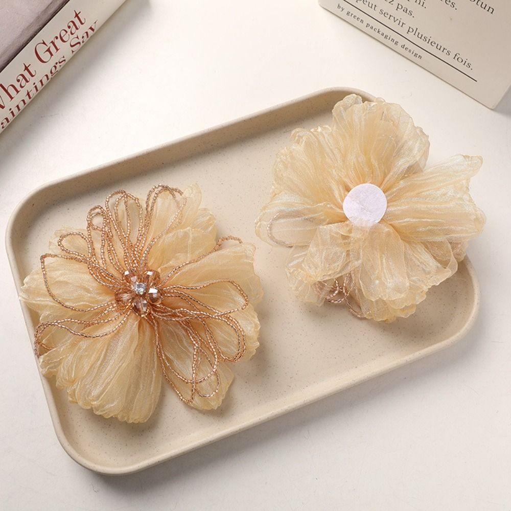 Organza Fabric Fabric Flower Corsage Beaded Flower Flower Applique Flower Patch Formal Wear