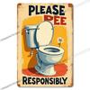 Vintage Metal Bathroom Sign Retro Funny Wall Decor for Home Restroom