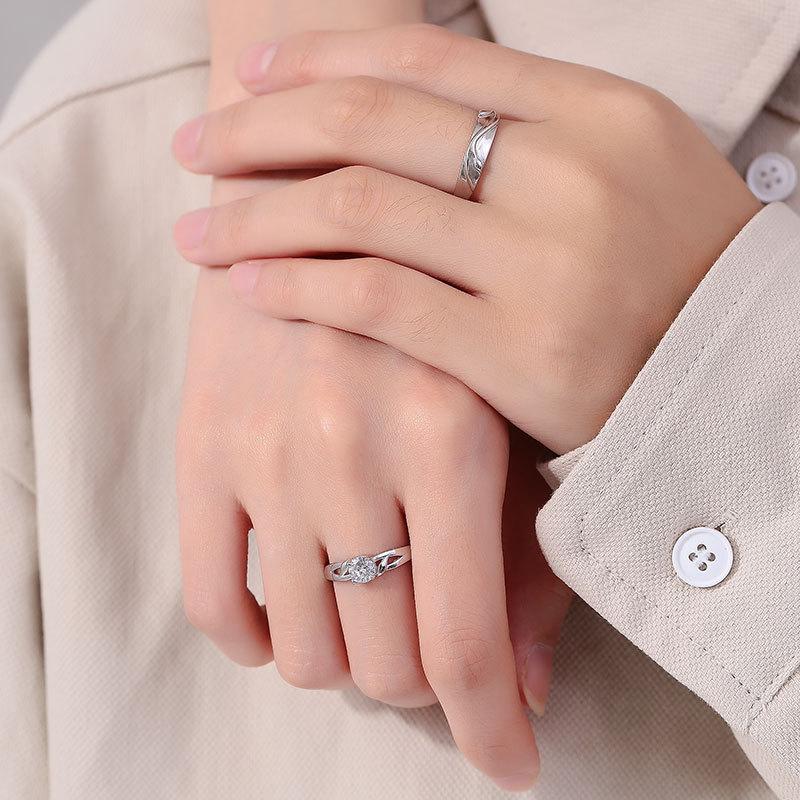 Оригинальное кольцо для пары «Первая встреча» Простое модное универсальное кольцо с бриллиантом Подарок на День святого Валентина для девушки