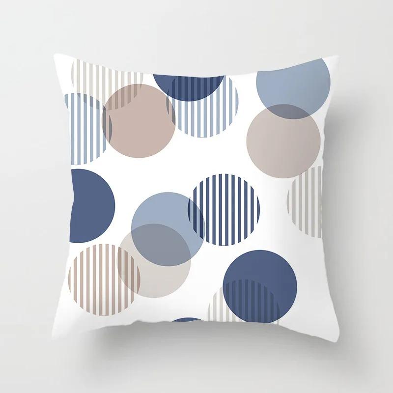 Office Living Room Home Pillowcase Geometric Black and Blue Pattern Printed Pillowcase Car Ornaments