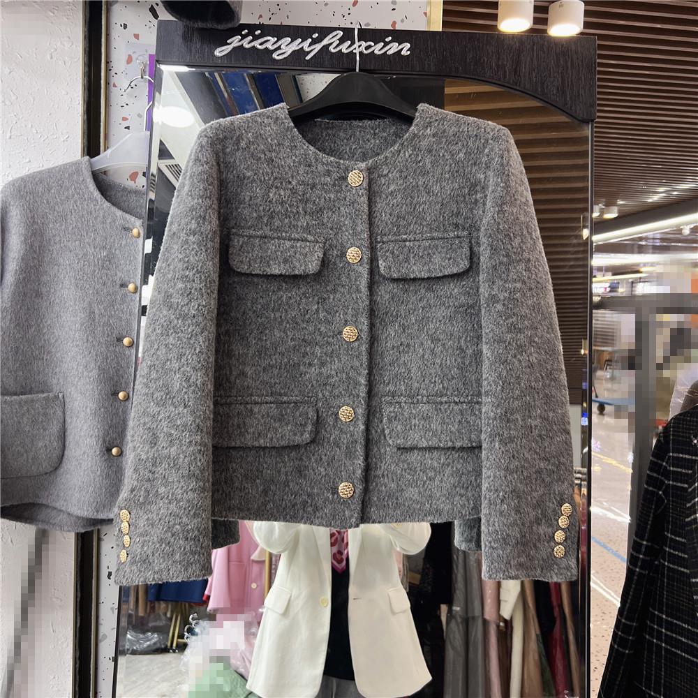 2023 Spring Women's Petite Korean Style Woolen Coat - Short, Double-Sided