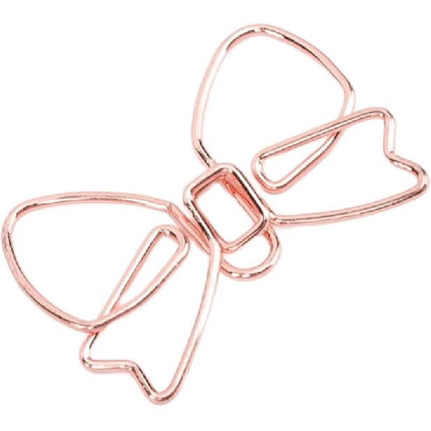 100 шт. Милые металлические скрепки с бантиком, Золотые скрепки с бантиком для офиса, школы, дома с коробкой, для закладок, фотоклипов, зажимов для заметок, календаря