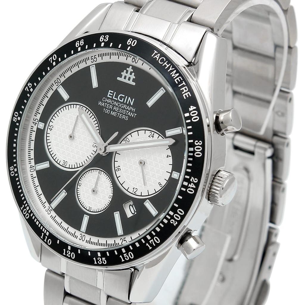 ELGIN Серебряные Мужские Часы с Хронографом FK1401S-B