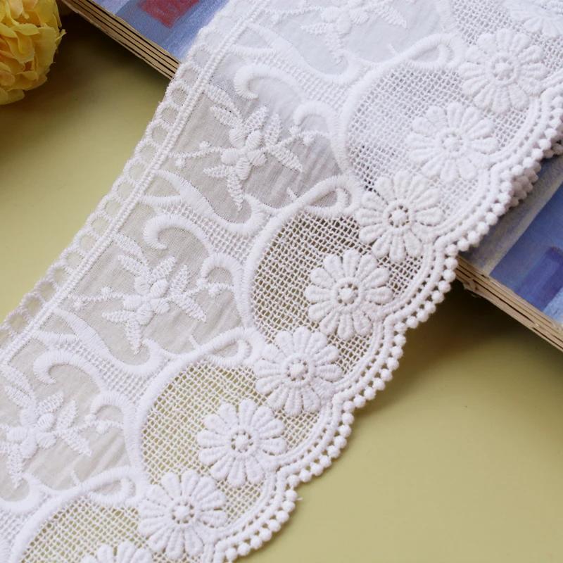 1Meters/lot 10.5cm Wide Embroidered Lace for Sewing, Guipure Trim, 100% Cotton, DIY Garment Accessories, African Lace, Warp Knitting