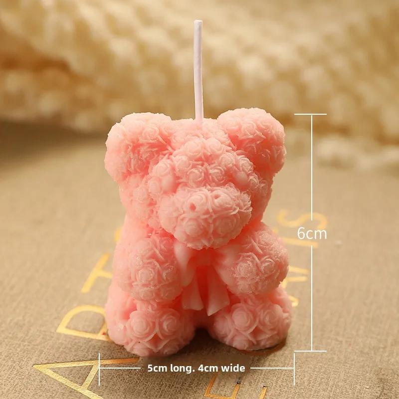 Rose Bear Shaped Aromatherapy Candle Fragrance Birthday Gift Candle Atmosphere Creative Companion Gift
