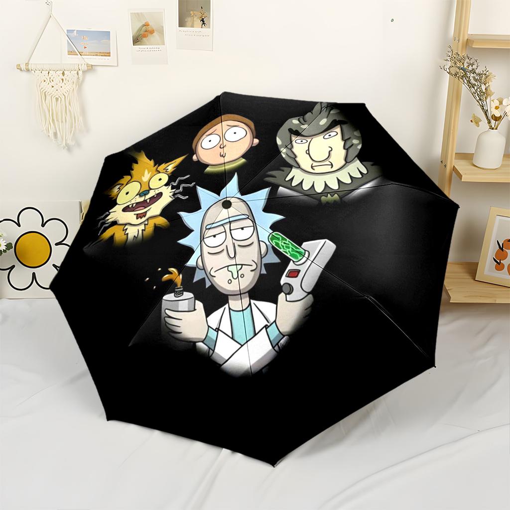 Rick And Morty Adventure Automatic Umbrella with 8-Rib Durable Plastic & Iron for Women/Men Fashion Lovers Perfect Gift for Women/Men