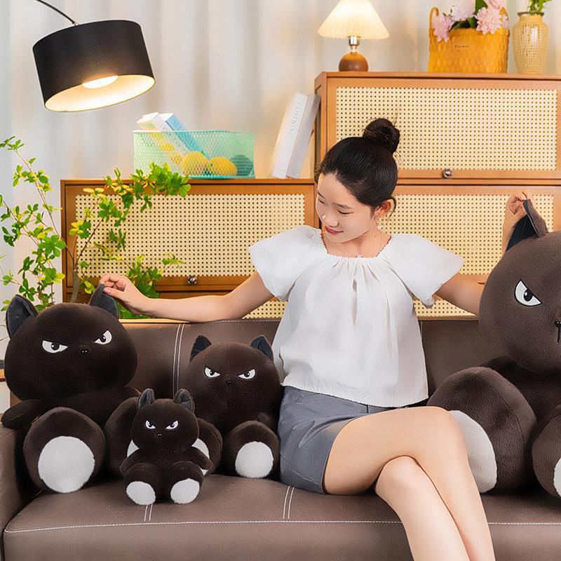 Новая милая мультяшная кукла-кошка, крутая плюшевая игрушка-кошка, черная кукла-кошка, подушка, детский подарок на день рождения