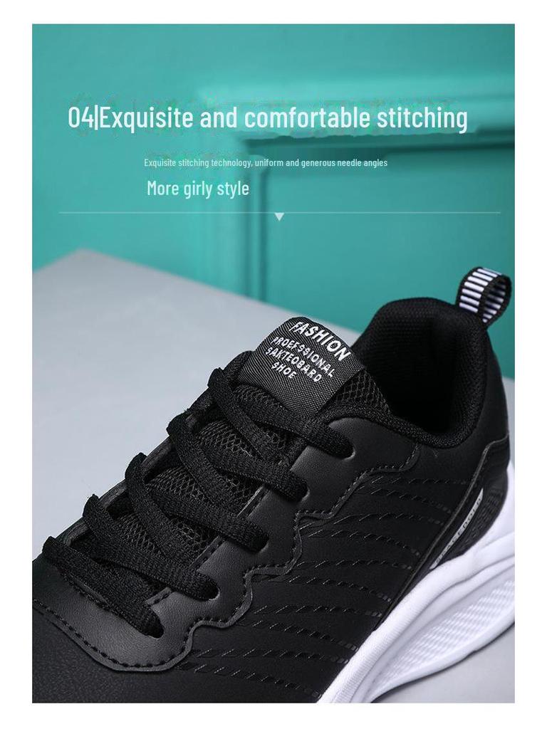 Женские черные повседневные кроссовки для бега: Легкая, мягкая кожа, водонепроницаемая и нескользящая, для осени