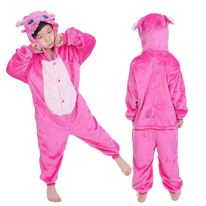 Детский костюм Стича для косплея Фланелевая пижама Аниме Лило и Стич Комбинезон Пижама-комбинезон Хэллоуинский костюм для ребенка