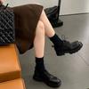 Виноградная мать стиранная усадка мягкая лошадиная кожа толстая подошва шнуровка лоферы британские шнуровка круглый носок маленькие кожаные туфли женские