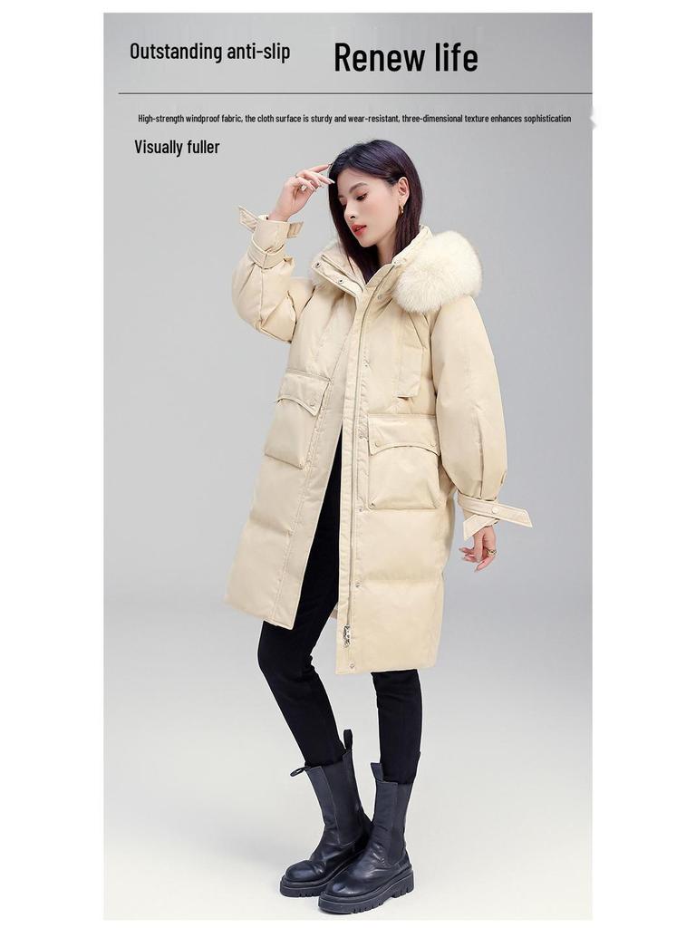 Женское элегантное зимнее пуховое пальто - Мода 2025, Теплый пух белой утки, Толстое, Высококачественное, Защищающее от холода, Стильная куртка