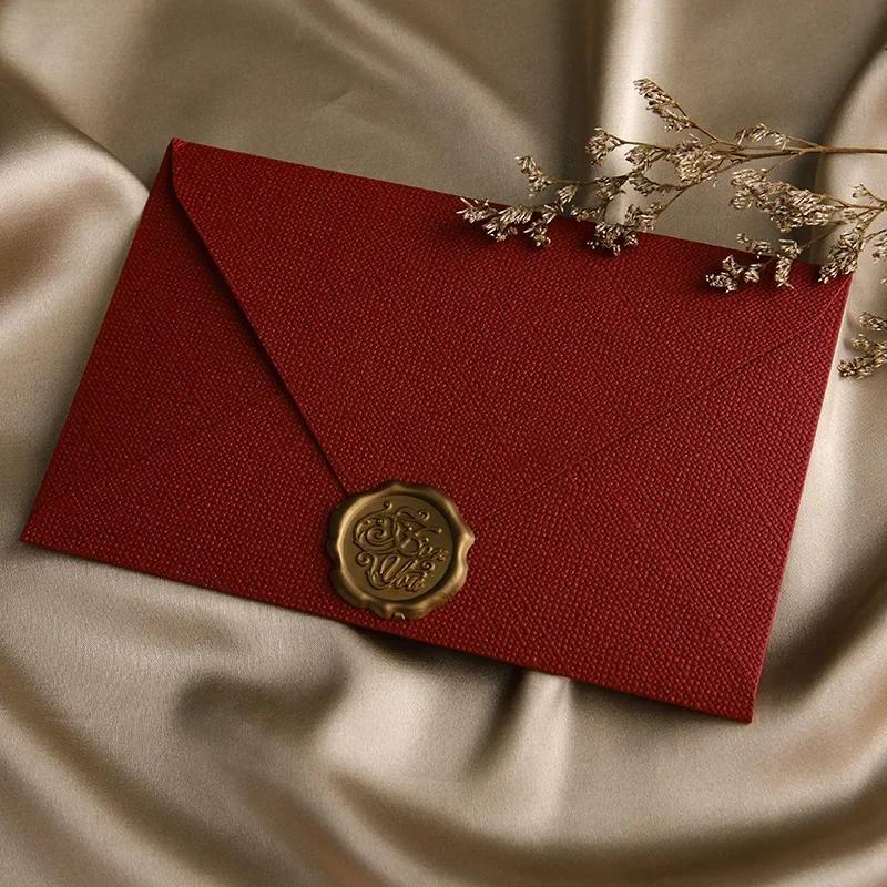 Hemp Envelope Letter Set Vintage Style Love Letter Chinese Style Cowhide Special Paper Invitation Postcard Lacquer Envelope 1PCS