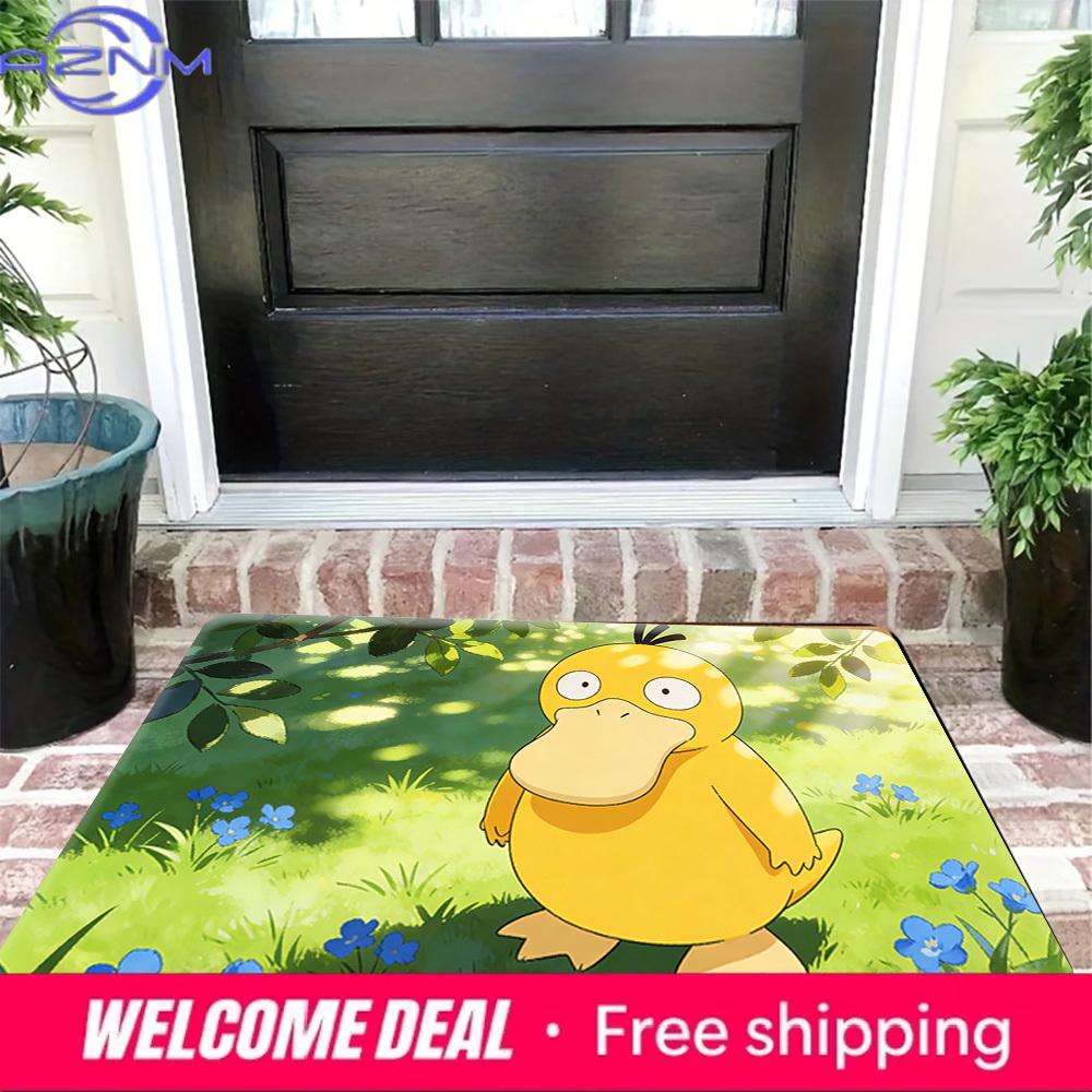 Psyduck Anime Print Non-slip Doormat, Soft Absorbent Floor Rug for Home Decor